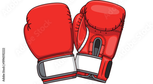 Pair of Red Boxing Gloves Isolated on White Background, Sports Equipment