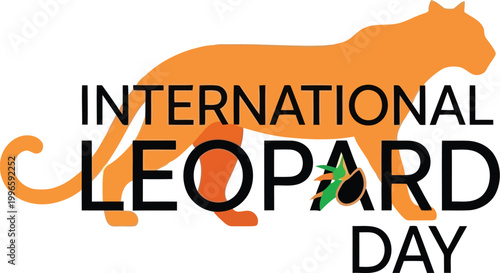 International Leopard Day celebration graphic with an orange silhouette of a big cat animal illustration