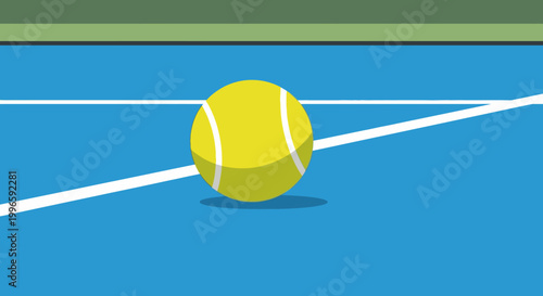 Tennis ball on blue court, sport equipment, game, competition, active lifestyle