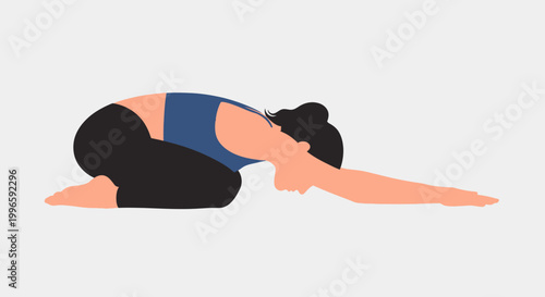 Woman in Child's Pose Yoga Position, Relaxation and Meditation