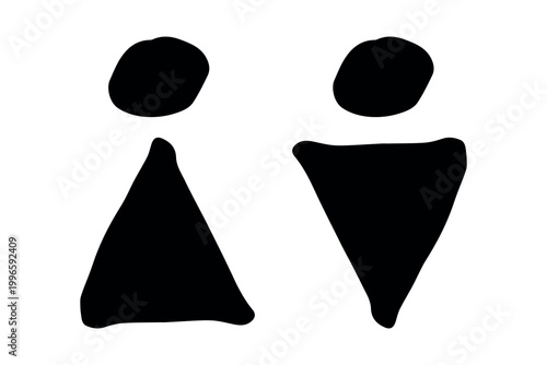 Hand drawn female and male gender identity sign Girls and boys Man and woman pictogram Lady and gentleman for restroom, toilet, washroom, lavatory, closet, WC, bathroom, door sticker