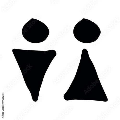 Hand drawn female and male gender identity sign Girls and boys Man and woman pictogram Lady and gentleman for restroom, toilet, washroom, lavatory, closet, WC, bathroom, door sticker