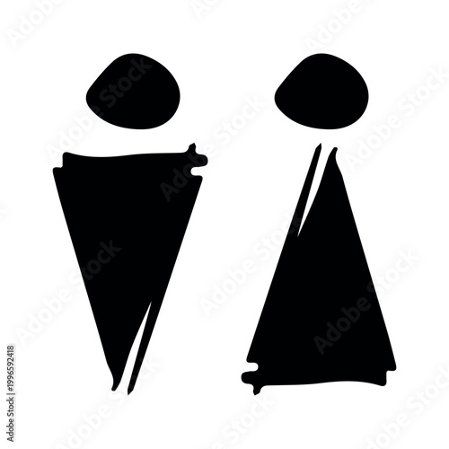 Hand drawn female and male gender identity sign Girls and boys Man and woman pictogram Lady and gentleman for restroom, toilet, washroom, lavatory, closet, WC, bathroom, door sticker