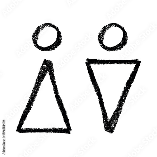 Hand drawn female and male gender identity sign Girls and boys Man and woman pictogram Lady and gentleman for restroom, toilet, washroom, lavatory, closet, WC, bathroom, door sticker