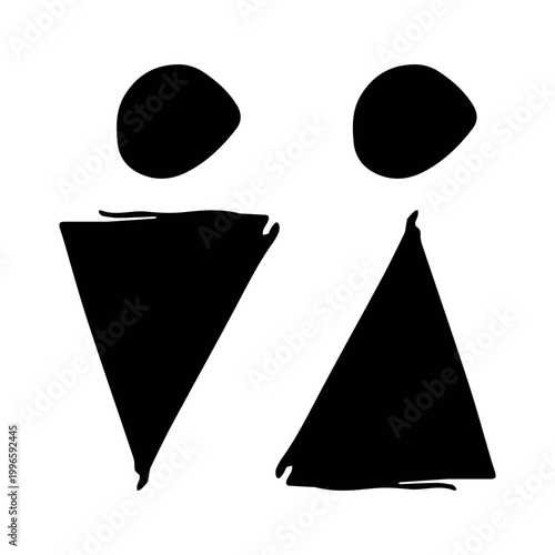 Hand drawn female and male gender identity sign Girls and boys Man and woman pictogram Lady and gentleman for restroom, toilet, washroom, lavatory, closet, WC, bathroom, door sticker