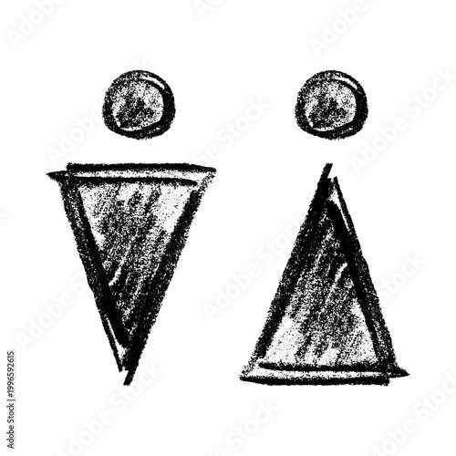 Hand drawn female and male gender identity sign Girls and boys Man and woman pictogram Lady and gentleman for restroom, toilet, washroom, lavatory, closet, WC, bathroom, door sticker