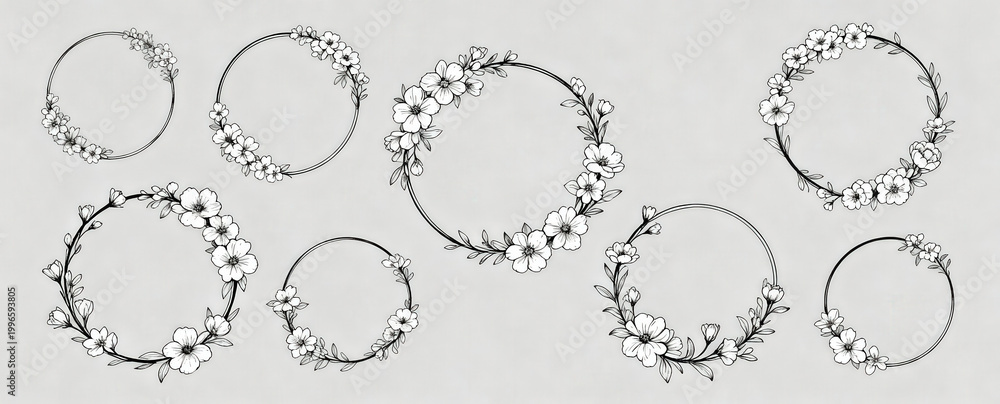 Obraz premium Hand-drawn Floral Wreaths Collection Very good content.