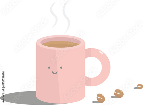 A steaming hot espresso mug and cappuccino cup of coffee with milk set on a brown saucer create a morning beverage icon vector illustration with a rich mocha aroma