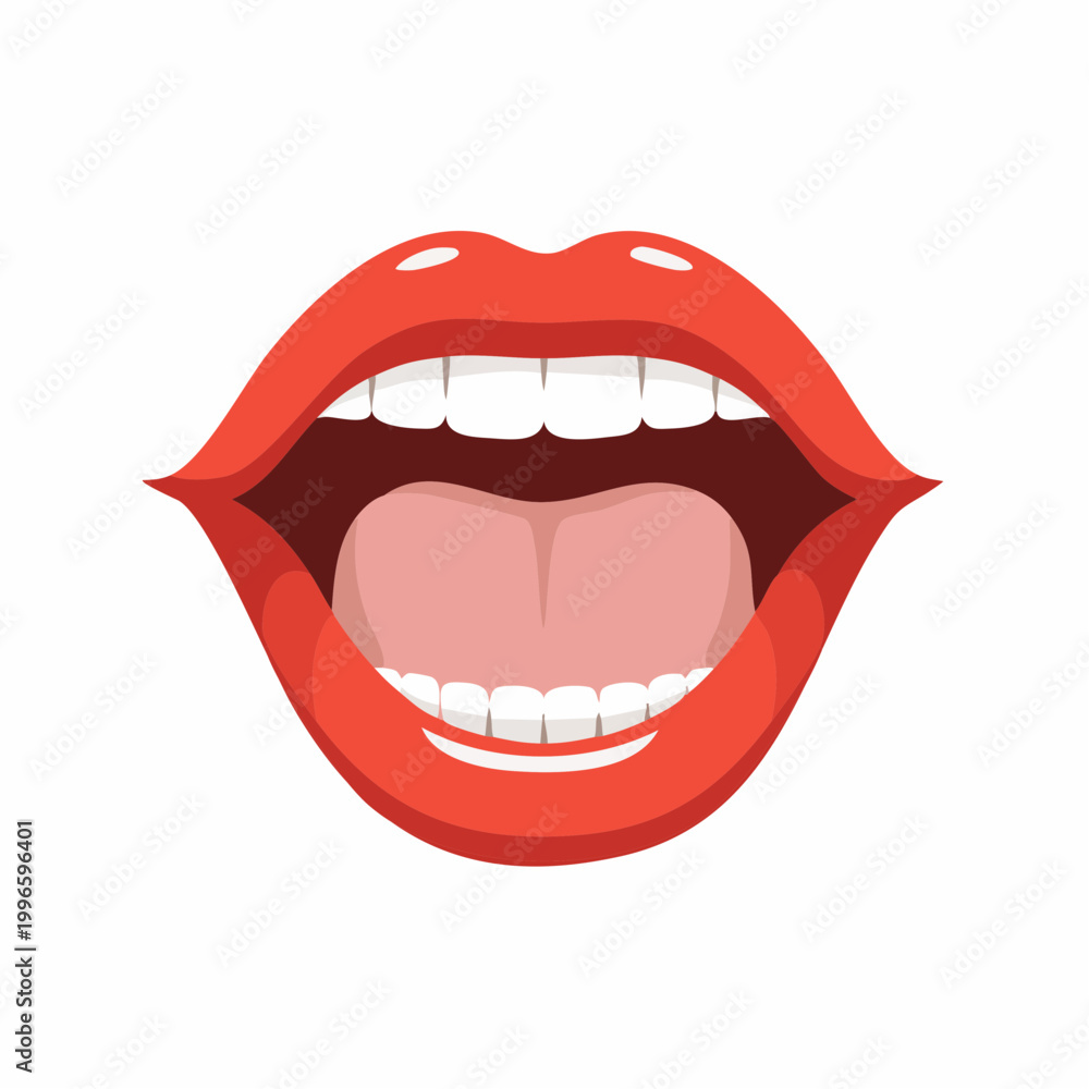 Naklejka premium Open Mouth with Red Lips and White Teeth