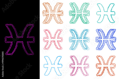 Pisces Zodiac Sign Symbols for Astrology Social Media and Spiritual Branding Graphics