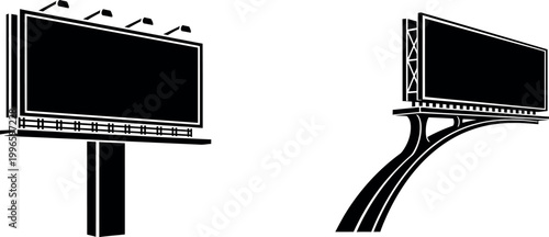Empty digital billboard on highway with support structure vector illustration
