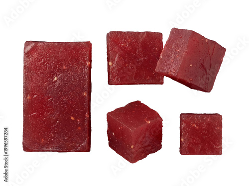 Foto Assortment of natural homemade fruit jelly cubes and pieces, sweet and healthy snack, isolated on transparent