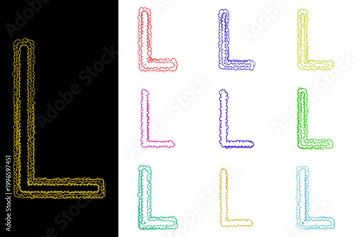 Playful Bubble Letter L Alphabet Set for Childrens Educational Posters and Nursery Wall Art