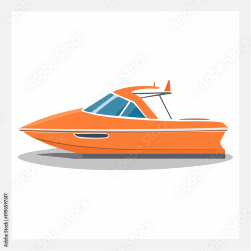 Orange Motor Yacht Illustration