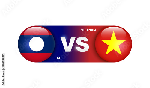 Element represents a sporting event or national football or soccer match between Lao and Vietnam, with the logo featuring national flag, vector 3d isolated on white background for banner design