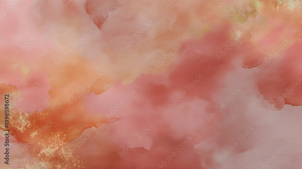 Fototapeta premium Abstract watercolor background with pink and orange clouds