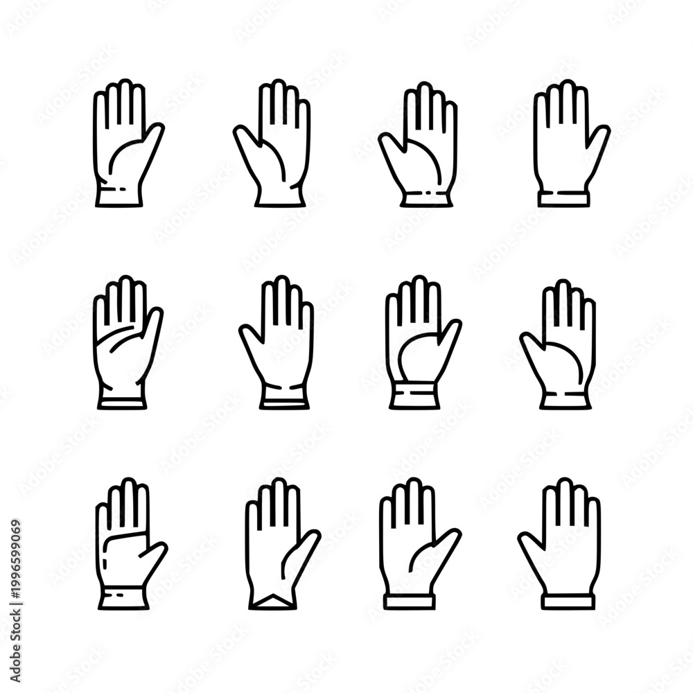 Fototapeta premium Glove Icons Set