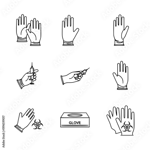 Medical Gloves and Syringe Icons