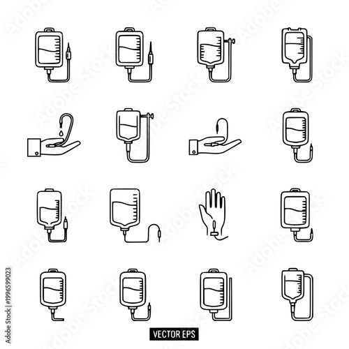 Medical Infusion Bag Icons
