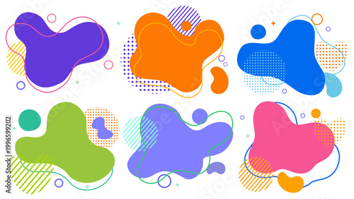 Abstract blotch shape. Liquid shape elements. Set of modern graphic elements. Fluid dynamical colored forms banner. Gradient abstract liquid shapes
