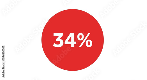 Red circular progress indicator showing thirty-four percent completion.