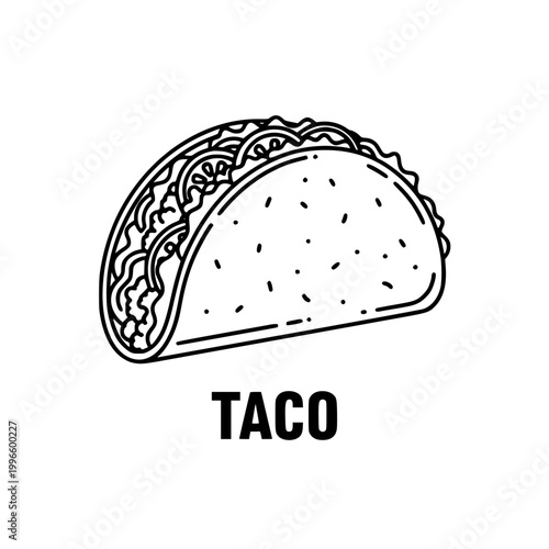 Taco line art icon