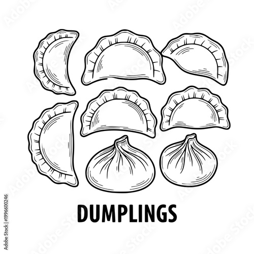 Dumplings Hand Drawn Sketch Illustration