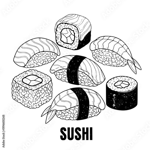 Sushi Hand Drawn Illustration