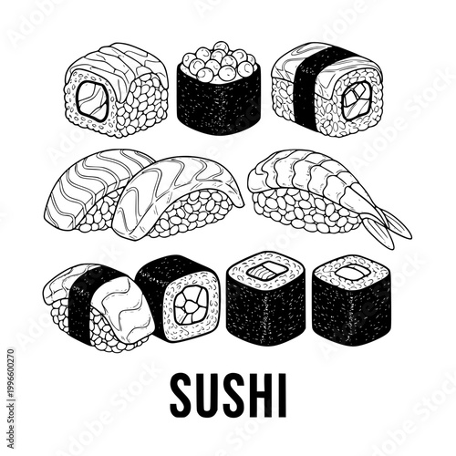 Hand Drawn Sushi Assortment