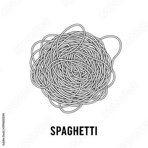 Spaghetti icon, hand-drawn illustration