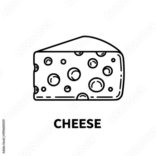 Cheese slice icon, simple line art