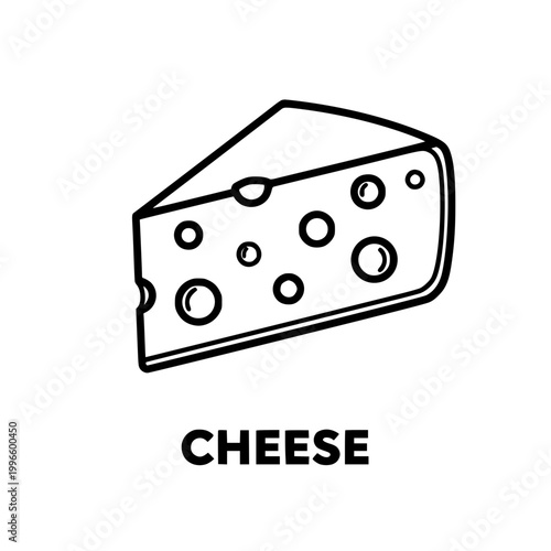 Cheese wedge illustration, line art graphic