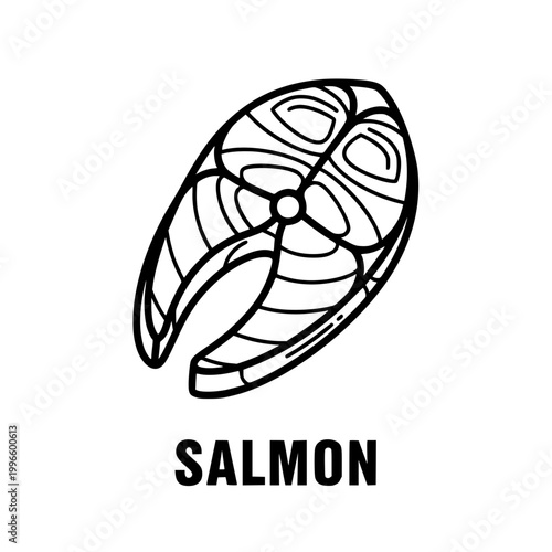 Salmon steak icon illustration
