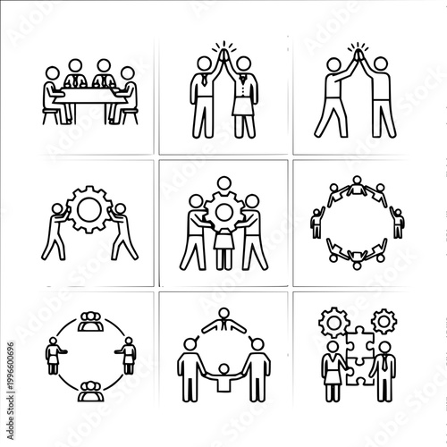Teamwork Icons: Collaboration and Success