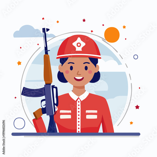 Woman Soldier with Rifle