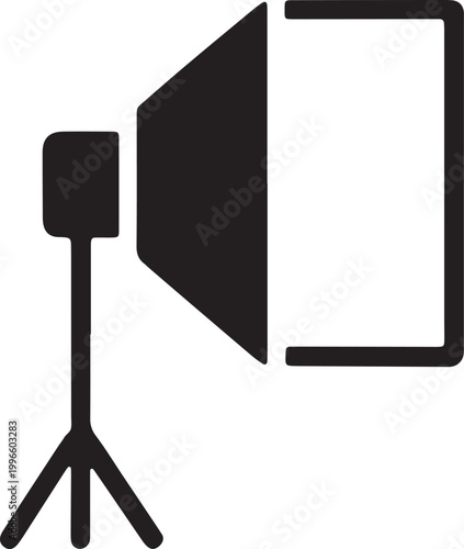 Studio light equipment icon with softbox and tripod stand in minimalist vector style