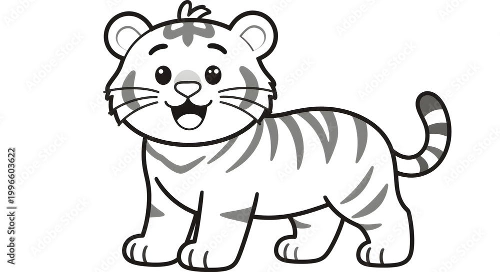 Fototapeta premium A cartoon tiger with a big smile