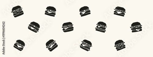 Minimalist Burger Icon Pattern Background