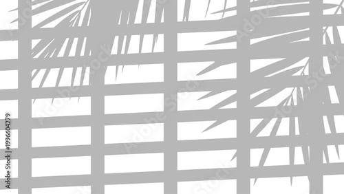 Abstract Palm Leaf Silhouette Pattern with Geometric Grid Background Vector Illustration