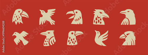 Minimalist Crow and Raven Icon Set