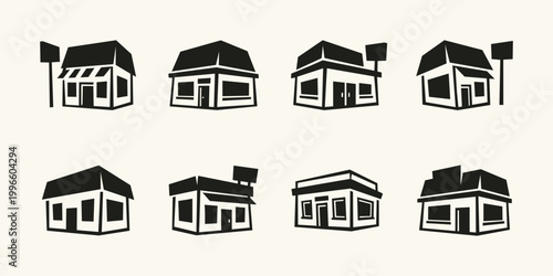 Set of Minimalist Storefront and Shop Icons
