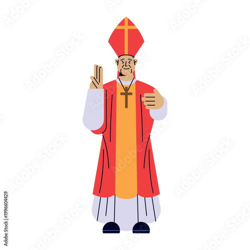 Catholic Bishop Wearing Mitre Illustration