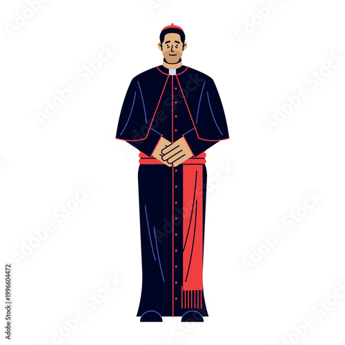Catholic Cardinal Standing Religious Illustration