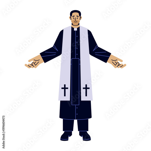 Christian Minister Wearing Stole Illustration