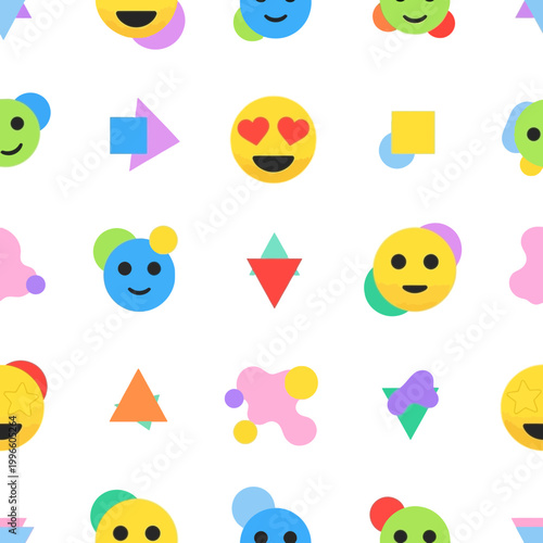 Colorful Emoticons and Shapes Pattern