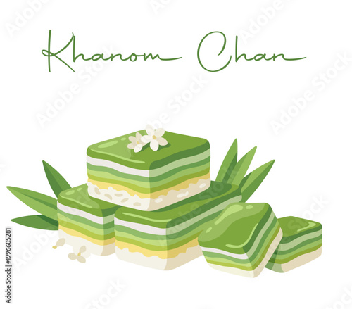 Colorful Thai Layered Dessert Khanom