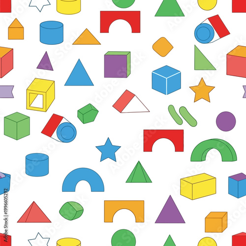Colorful Geometric Shapes Seamless Pattern Background