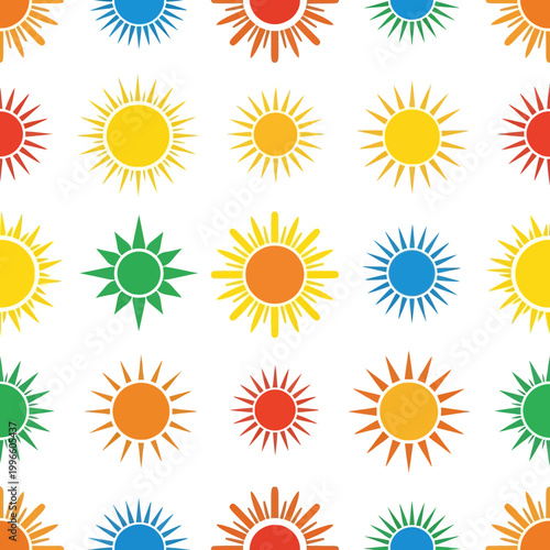 Colorful Sun Seamless Pattern