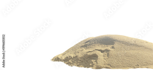 Photos Natural chaff pile isolated on white background, coarse golden sand mound for co