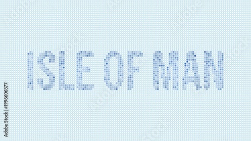 Isle of Man dotted map animation. Digital style shape of the country. Isle of Man shape and title dots appear with bulb flickering effect. Intro, outro, logo, title video.